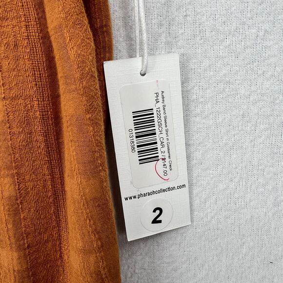 PHAROAH COLLECTION Audrey Band Sleeve Shirt Womens Medium Gossamer Check Cotton - Picture 10 of 14